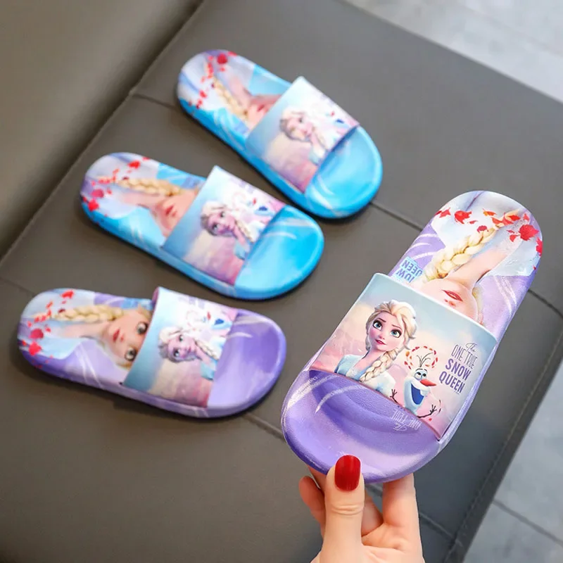 

Disney Frozen Elsa Princess Live Home Slippers Girl's Summer Bathrooms Waterproof Slippers Cartoon Sandals Beach Sandal Shoes