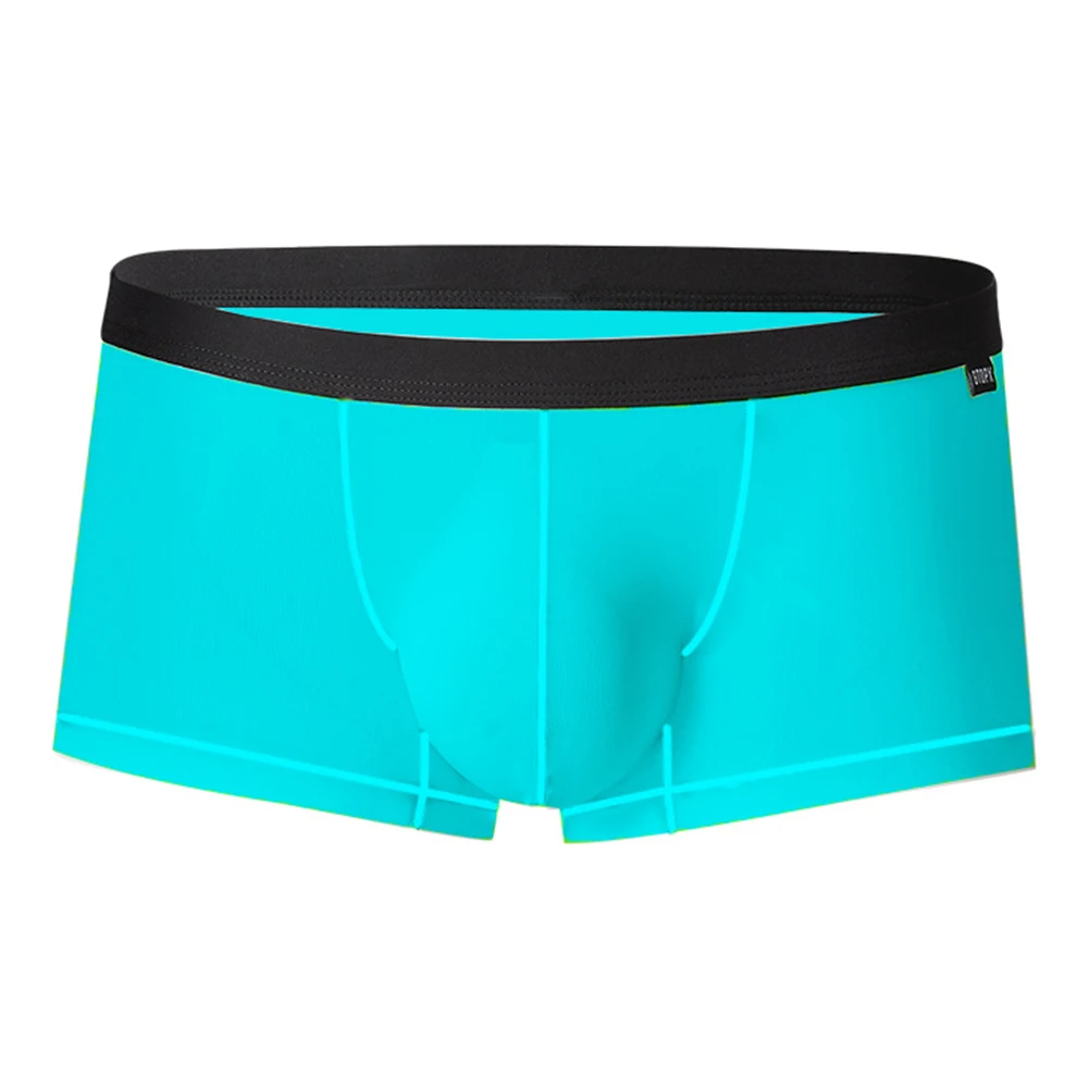 

Mens Thin Ice Silk Breathable Sweat Boxer Briefs Sexy Cock Pouch Enhancing Trunks Underpants Low Waist Shorts Underwear