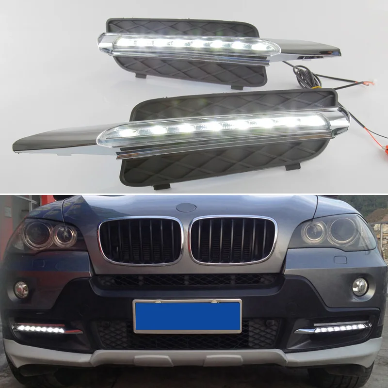 12V Daytime Running Lights For BMW X5 E70 2006-2010 Chromed Cover LED Drl With Turn Signal Car Fog Lamp Auto Daylight Headlights
12V Daytime Running Lights For BMW X5 E70 2006-2010 Chromed Cover LED Drl With Turn Signal Car Fog Lamp Auto Daylight Headlights