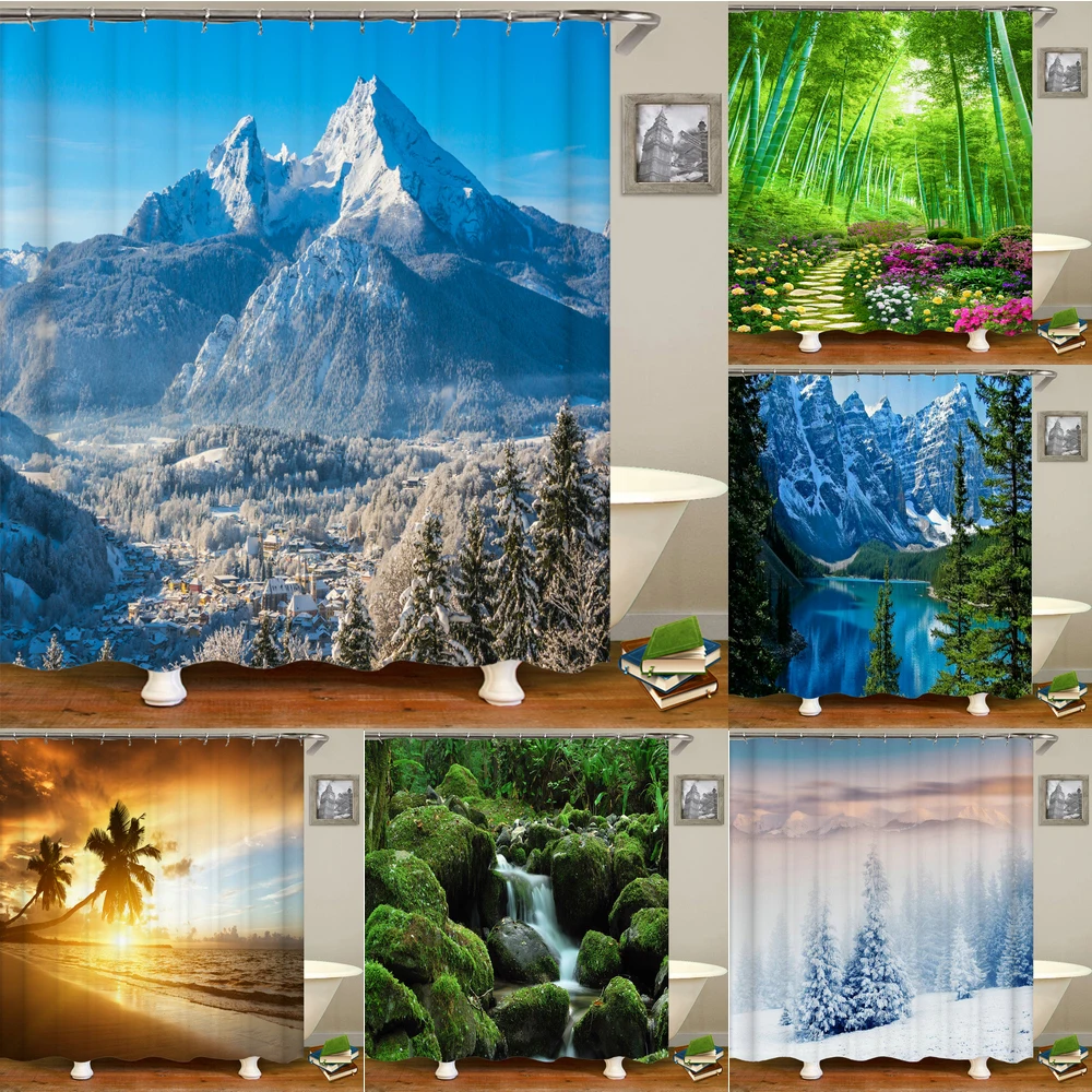 Natural Scenery Shower Curtains Waterproof Bathroom Curtain Xmas Bath Curtain large Size 240*180cm Shower Curtain With Hooks
Natural Scenery Shower Curtains Waterproof Bathroom Curtain Xmas Bath Curtain large Size 240*180cm Shower Curtain With Hooks