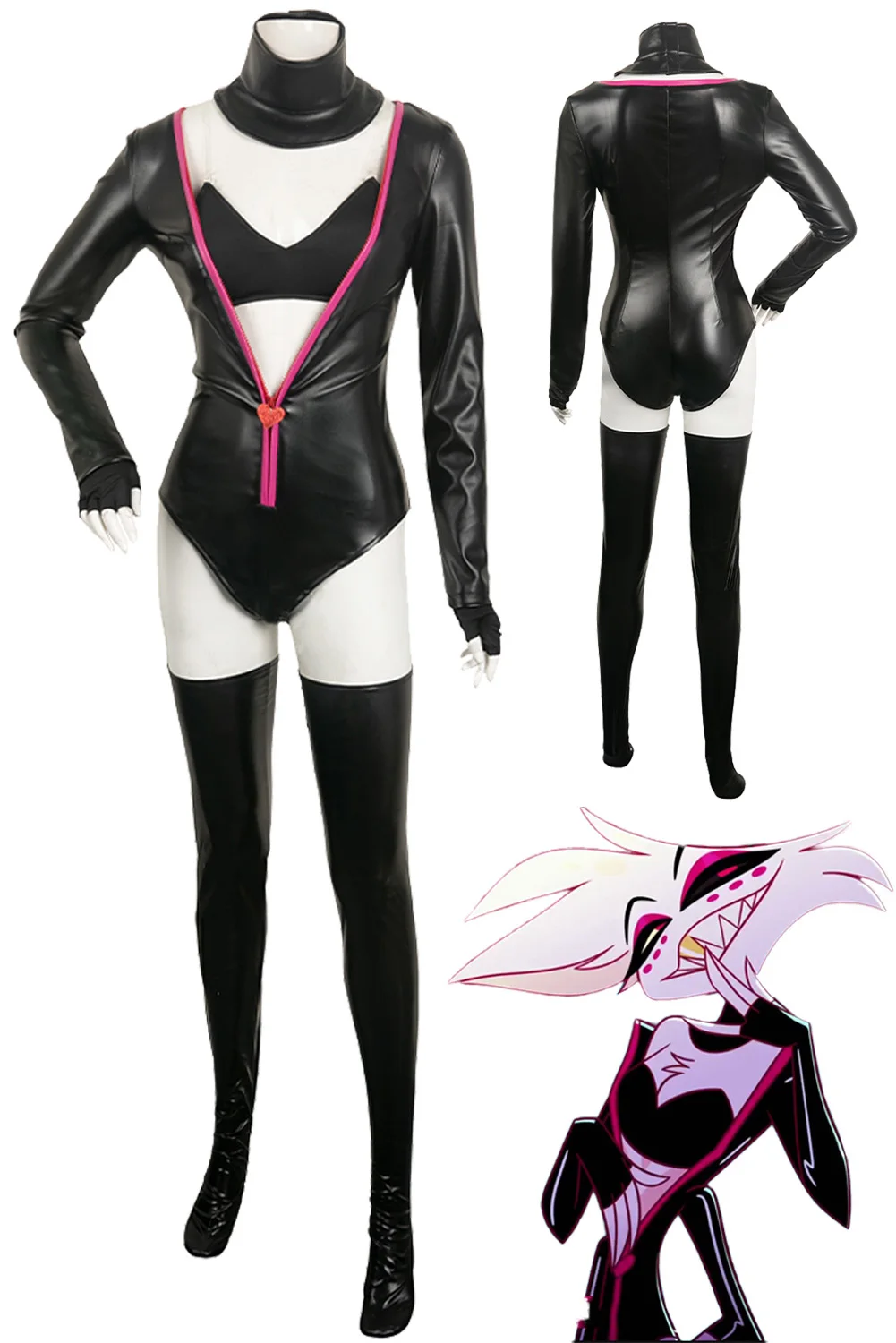 Angel Dust Cosplay Leather Jumpsuit Stockings Suits Cartoon Anime Hotel Roleplay Costume Disguise Adult Women Fantasia Outfits
Angel Dust Cosplay Leather Jumpsuit Stockings Suits Cartoon Anime Hotel Roleplay Costume Disguise Adult Women Fantasia Outfits