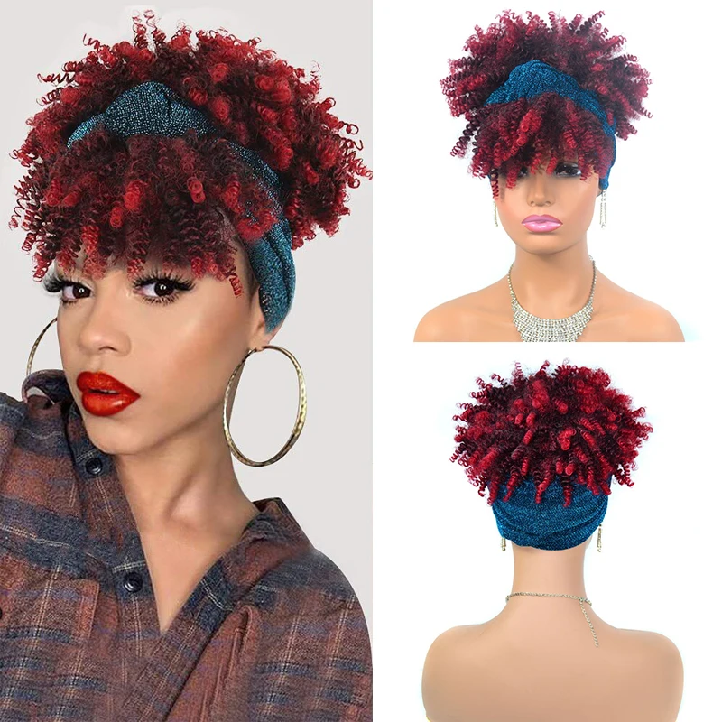 Afro Kinky Curly Wig with Turban Short Burgundy Curly Headband Wigs for Black Women Synthetic Heat Resistant Curls Headbands Wig
Afro Kinky Curly Wig with Turban Short Burgundy Curly Headband Wigs for Black Women Synthetic Heat Resistant Curls Headbands Wig