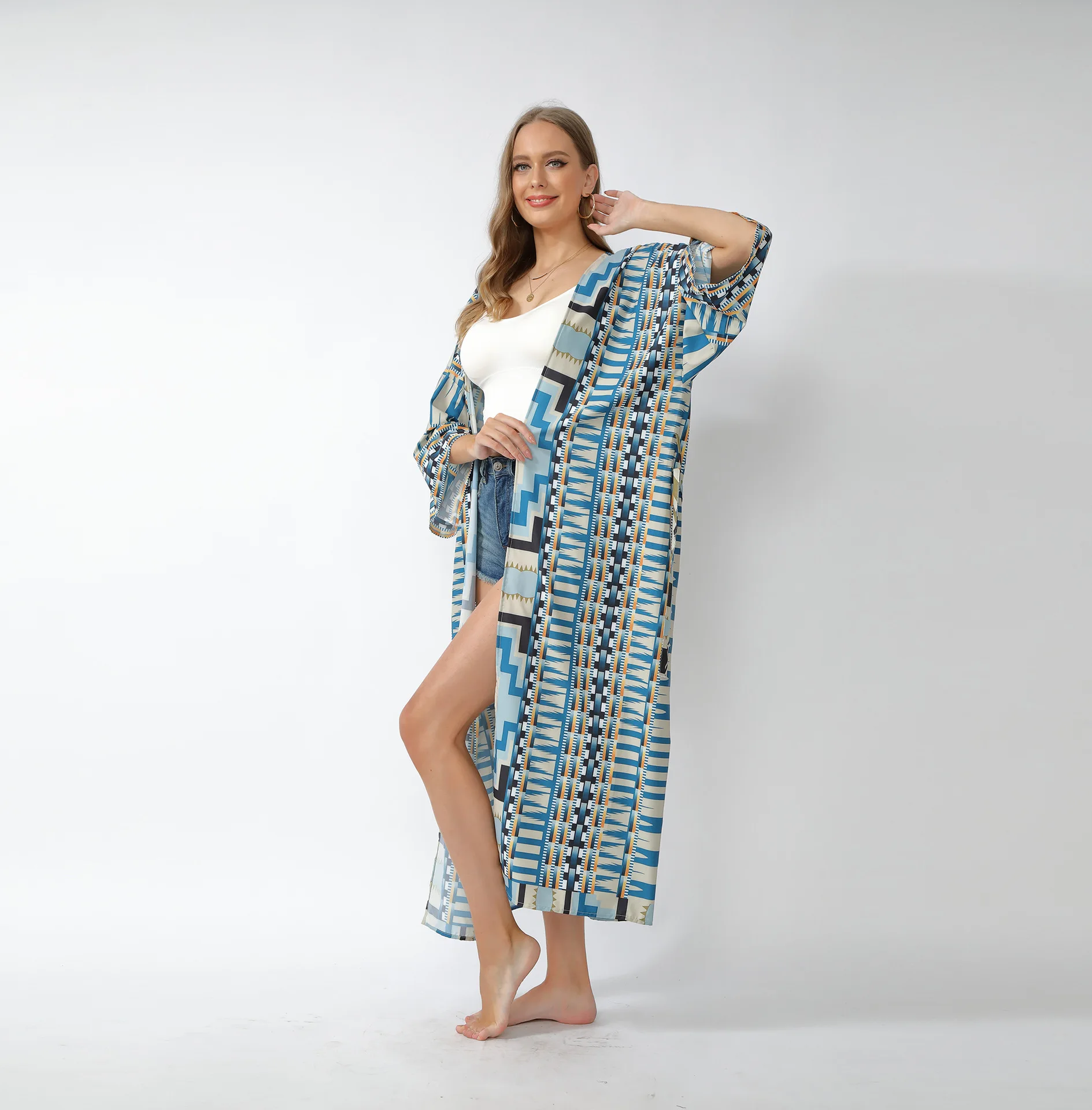 

Women Cover Up Beach Outfits Vacation Print Cardigan Sun Proof Bikini Cover Ups Bathing Suit for Women Long Kimonos Beach Dress