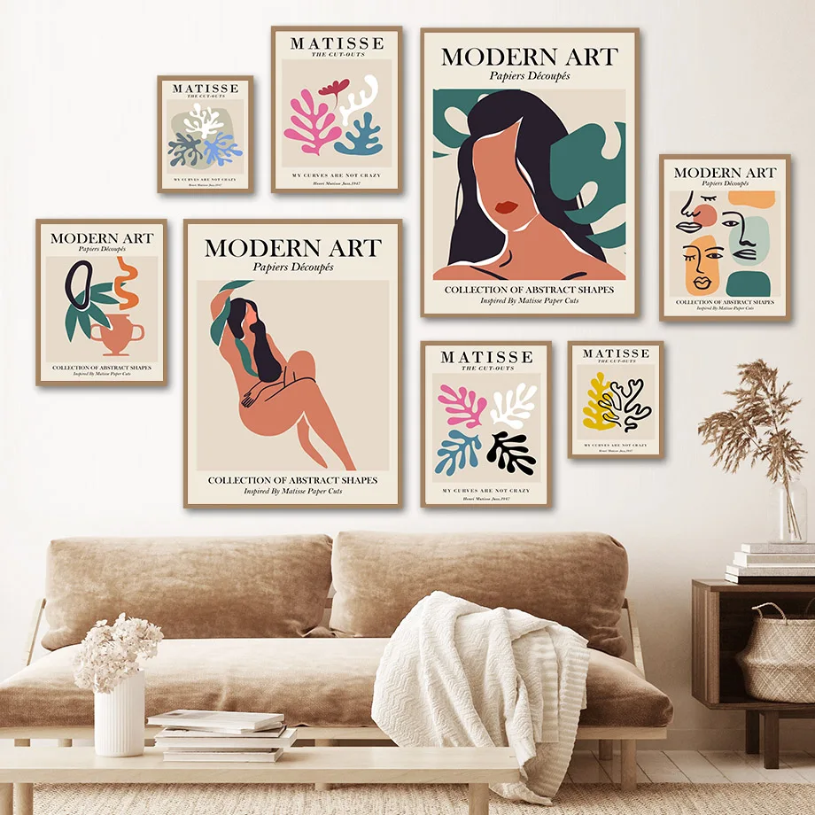 

Boho Woman Leaves Vase Matisse Abstract Nordic Posters And Prints Wall Art Canvas Painting Wall Pictures For Living Room Decor