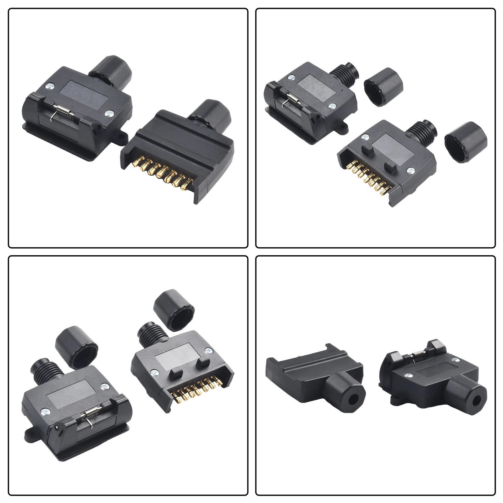 Connector Flat Trailer Plug 12V DC 7Pin Black Brass Cross Slotted Copper Needles Flat Trailer Plug Frosted Plastic
Connector Flat Trailer Plug 12V DC 7Pin Black Brass Cross Slotted Copper Needles Flat Trailer Plug Frosted Plastic