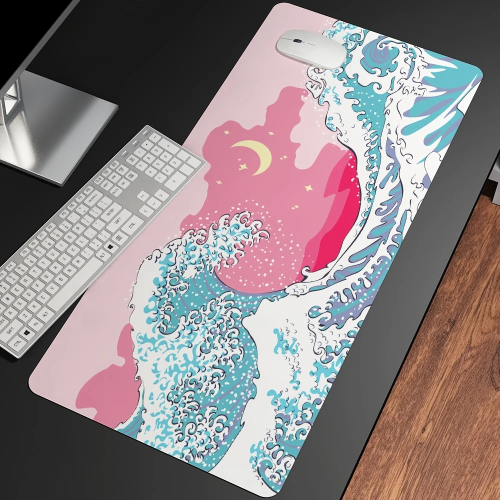 

Black Great Wave Gaming Mousepad Size Office Art Large Mouse Pad Natural Rubber PC Computer Desk Mat Locking Edge for CS GO LOL