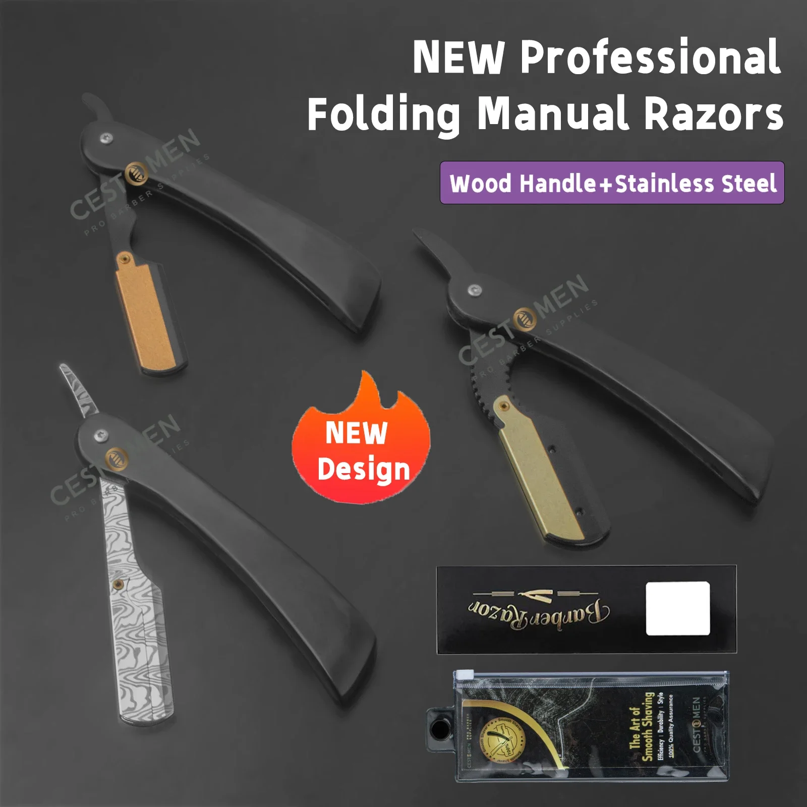 

NEW Professional Folding Manual Razors Straight Edge Stainless Steel Barber Razor Beard Cutter Shaving Knife Shave Accessories