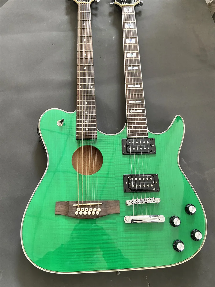 High quality custom version double head 6-string 12-string electric guitar semi-hollow green rosewood fingerboard
High quality custom version double head 6-string 12-string electric guitar semi-hollow green rosewood fingerboard
