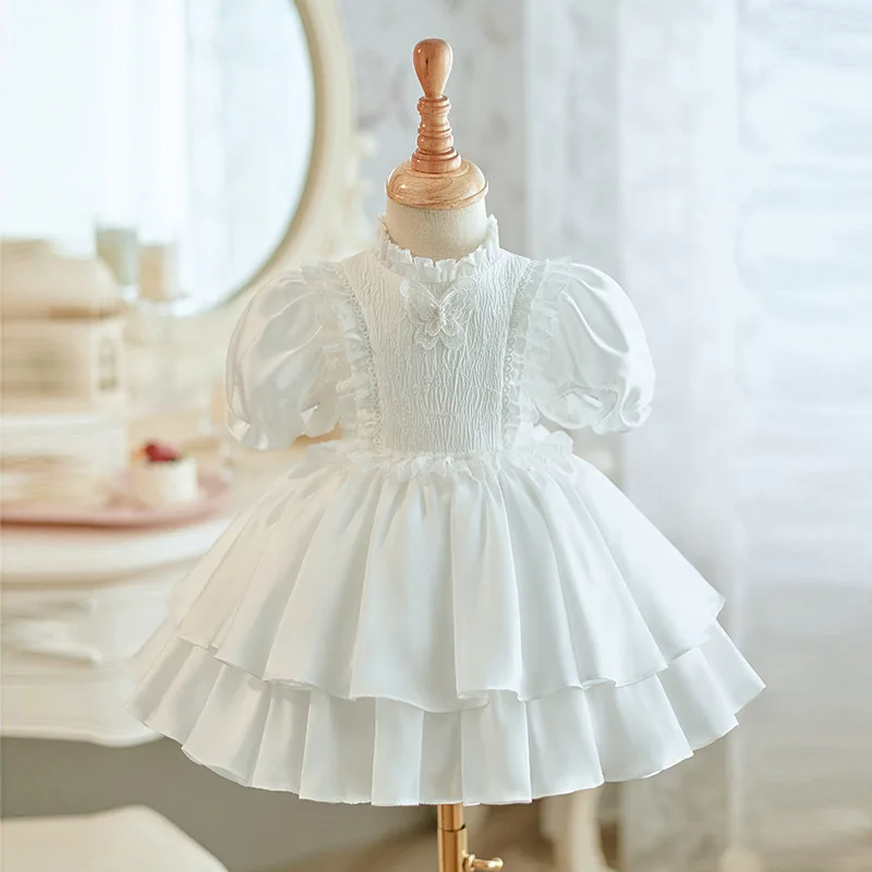 

Wedding Birthday Dresses For Girls 2-12 Years Elegant Party Lace Tutu Christening Gown Kids Children Formal Pageant Clothes