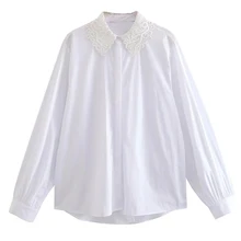 Maxdutti England Style Simple Fashion Blouse Women Lace Splicing Long Sleeve Poplin Cotton Casual Shirt Women Blouse And Tops 
Maxdutti England Style Simple Fashion Blouse Women Lace Splicing Long Sleeve Poplin Cotton Casual Shirt Women Blouse And Tops