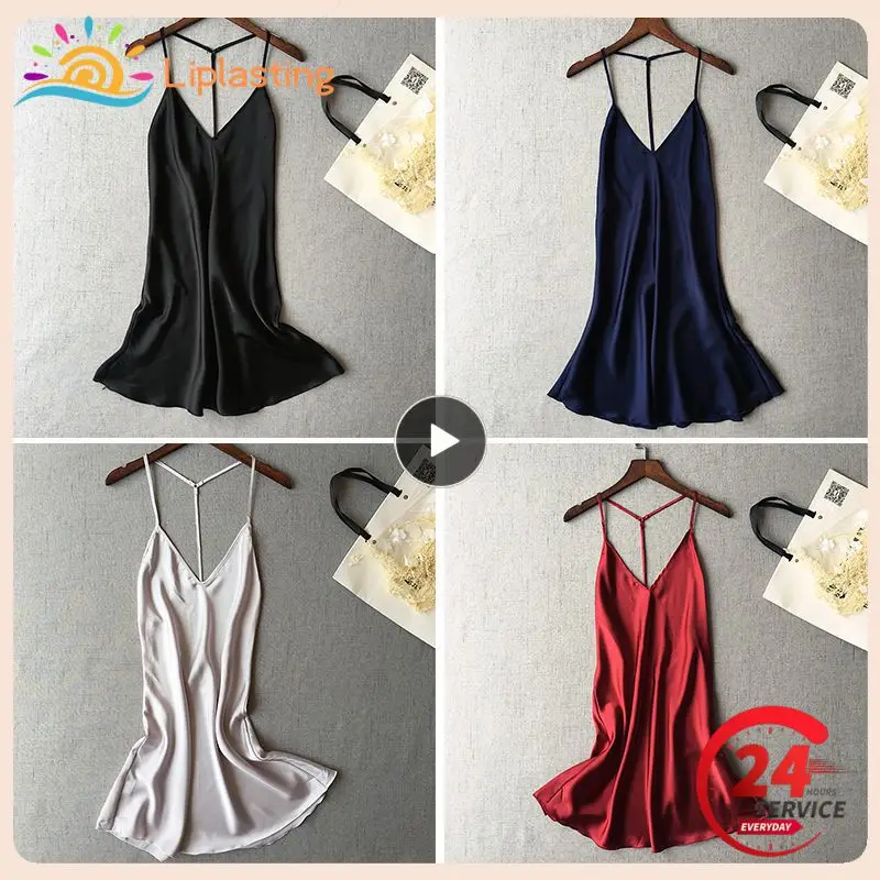 1PCS Ladies Sexy Silk Satin Night Dress Sleeveless Nighties New V-neck Nightwear For Women Nightgown Nightdress Sleepwear
1PCS Ladies Sexy Silk Satin Night Dress Sleeveless Nighties New V-neck Nightwear For Women Nightgown Nightdress Sleepwear