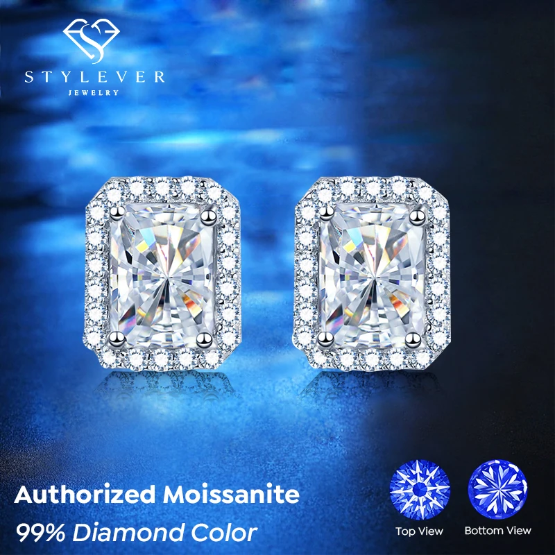 Stylever 1CT Luxury Certified Emerald Radiant Cut Moissanite Diamond Stud Earrings for Women 925 Sterling Silver Wedding Jewelry 
Stylever 1CT Luxury Certified Emerald Radiant Cut Moissanite Diamond Stud Earrings for Women 925 Sterling Silver Wedding Jewelry