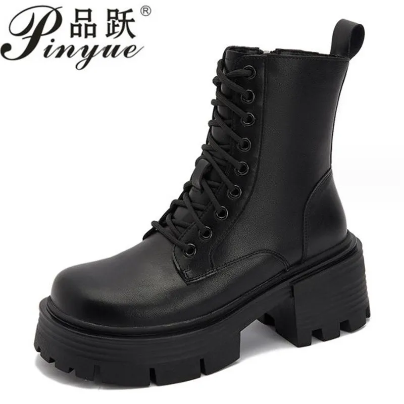 Женские ботинки на платформе 7 см, коричневые, черные кожаные ботильоны в стиле панк, мотоциклетные ботинки на толстой подошве, 34 40 
Женские ботинки на платформе 7 см, коричневые, черные кожаные ботильоны в стиле панк, мотоциклетные ботинки на толстой подошве, 34 40