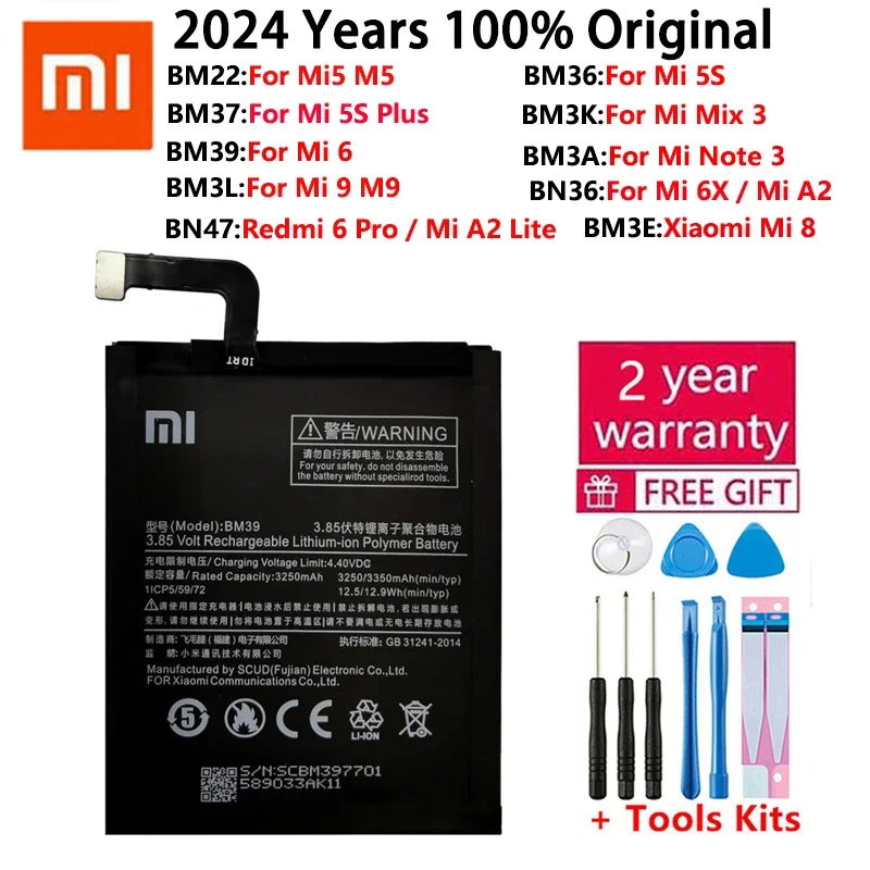

100% Оригинальный аккумулятор Xiaomi для Xiaomi Mi A2 MiA2 Mix 3 Note 3 Mi5 M5 5S Plus Redmi 6 Pro 6 6X Mi6 Mi6X 8 9 Mi9 Lite