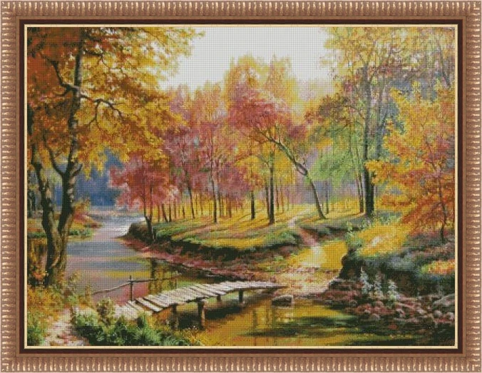 

11CT/14CT DIY Embroidery Cross Stitch Kits Craft Needlework Set Canvas Cotton Chimera-autumn stretches out to the distant path