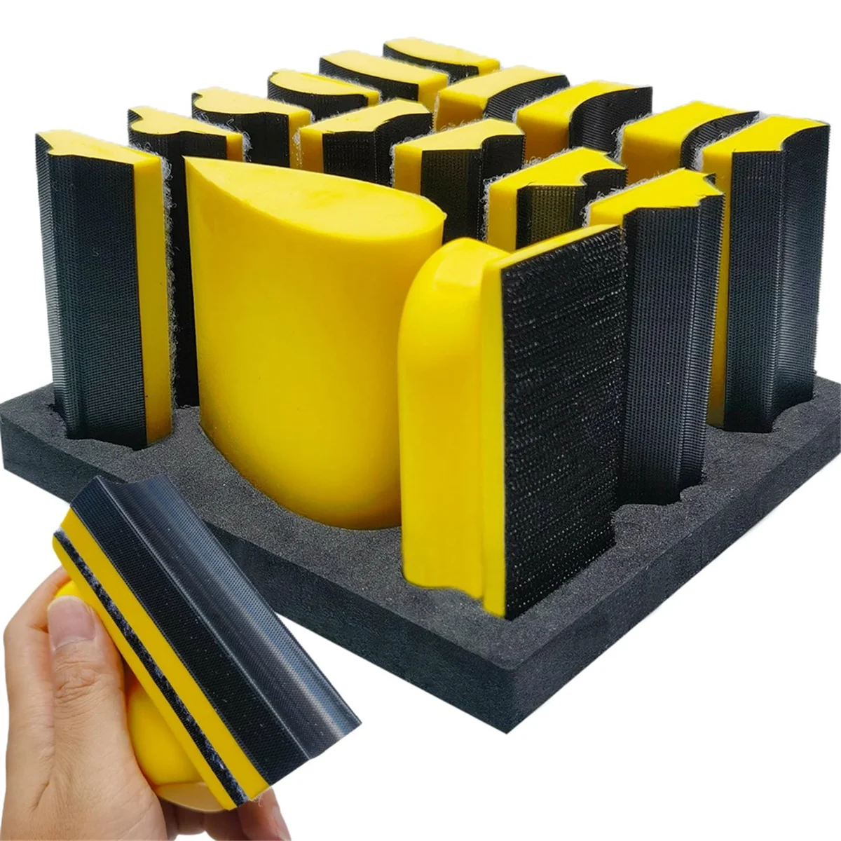 16 PCS Hand Sanding Block Set - Hook and Loop Soft and Durable Foam Material Assorted Sanding Pad Hook Backing Plate
16 PCS Hand Sanding Block Set - Hook and Loop Soft and Durable Foam Material Assorted Sanding Pad Hook Backing Plate