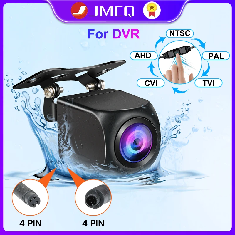 

Камера заднего вида JMCQ 1080P, объектив «рыбий глаз» для видеорегистратора, камера заднего вида ночного видения, 4 контакта, кнопка управления, AHD, NTSC, PAL, TVI, CVI