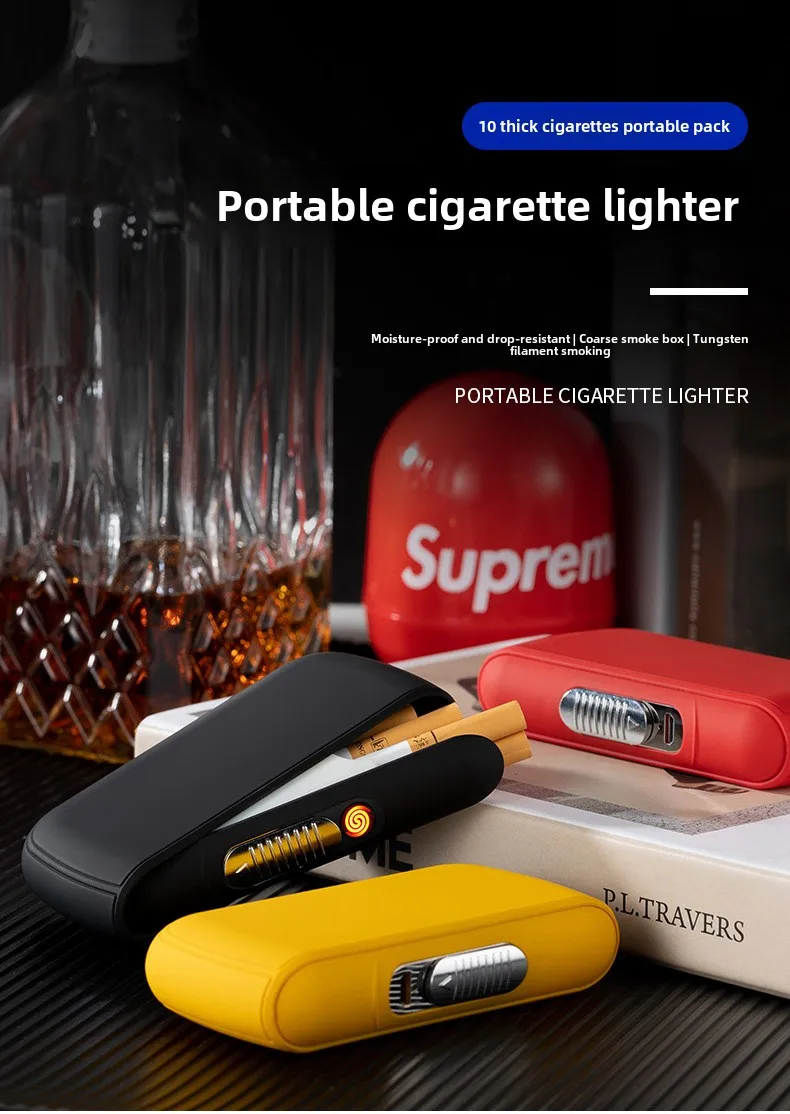 2025 New Portable Two-in-one Multifunctional USB Cigarette Lighter Cigarette Case Rechargeable Lighter 10 Thick Cigarette Cases 2025 New Portable Two-in-one Multifunctional USB Cigarette Lighter Cigarette Case Rechargeable Lighter 10 Thick Cigarette Cases