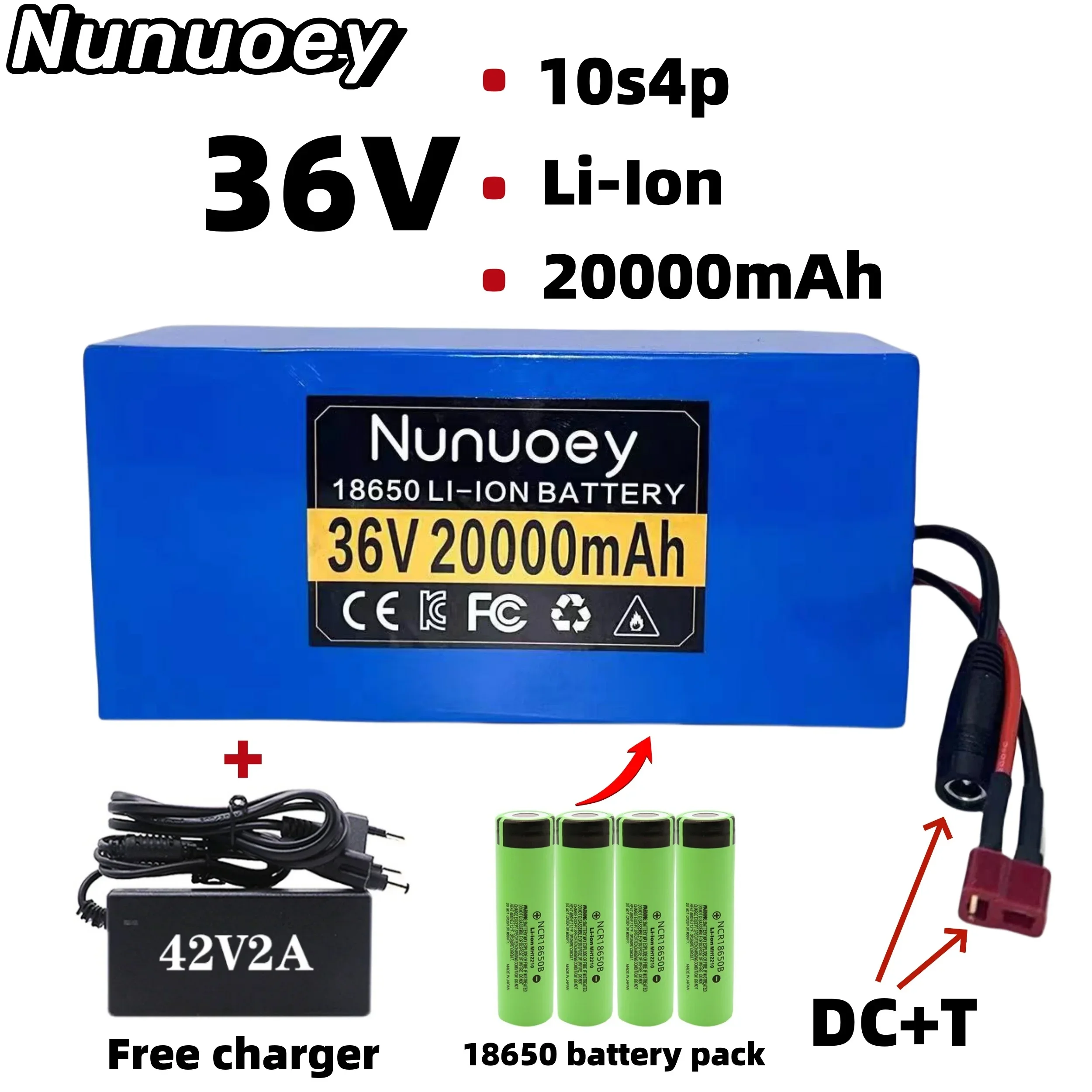 Free shipping of newly upgraded 36V 10S4P 20Ah battery pack 500W high-power battery 36V 20000mAh BMS+charger 
Free shipping of newly upgraded 36V 10S4P 20Ah battery pack 500W high-power battery 36V 20000mAh BMS+charger
