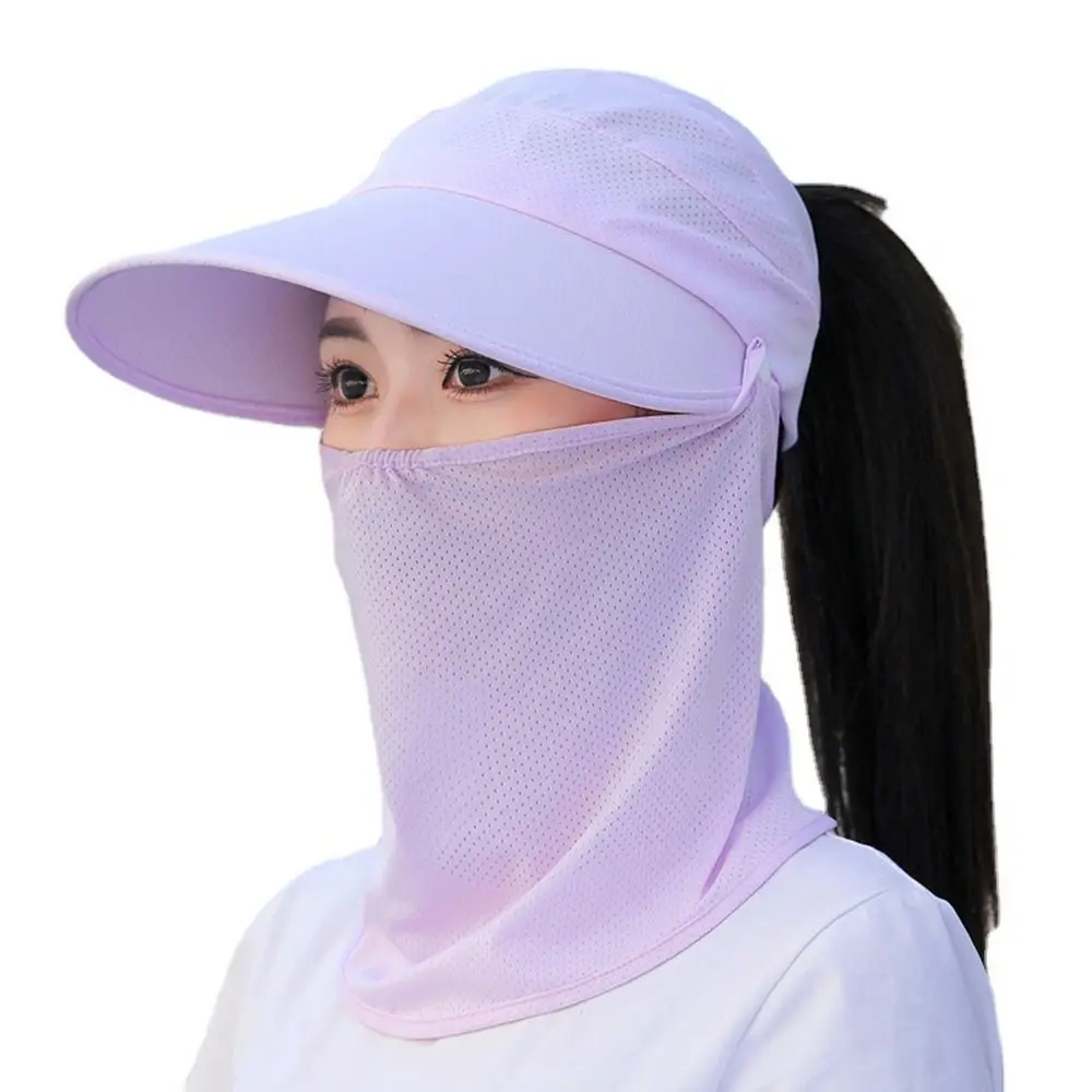 

Visor Hat Detachable Mask Wide Brim UV Protection Sunscreen For Women Cycilng Women Cap Empty Top Hat Sun Hat Korean Style Hat