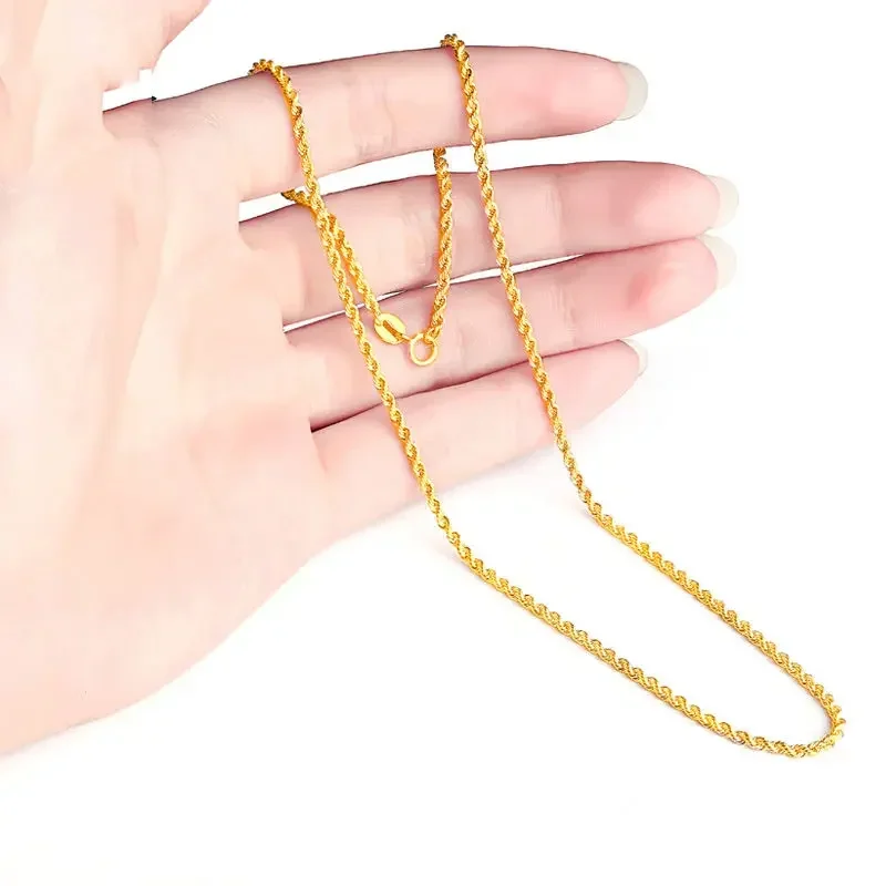 

Real 18K Solid Gold Rope Chain Necklace Women 16" 18"20''GUARANTEED 18KT PURE GOLD 1.7mm Spring Clasp Mother Gift