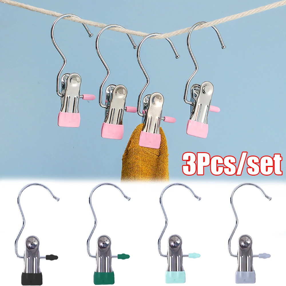 3/1Pcs Multi-purpose Clothes Clips Stainless Steel Clothespin Windproof Hanging Clip For Socks Towels Home Organizer Hanger Hook 
3/1Pcs Multi-purpose Clothes Clips Stainless Steel Clothespin Windproof Hanging Clip For Socks Towels Home Organizer Hanger Hook