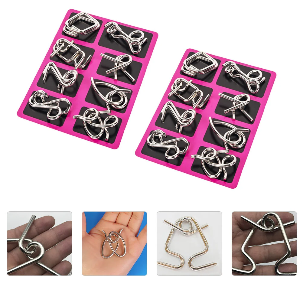 

2 Sets Chinese String Puzzle Toys Disentanglement Unlock Game Metal Wire Puzzles Trick for Kid Brain Teaser Electric