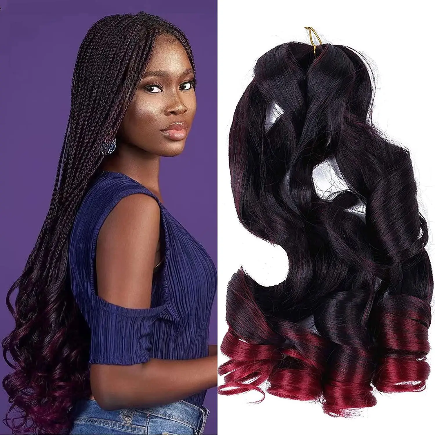 22Inches Synthetic Loose Wave Braiding Hair Extensions Spiral Curls Crochet Pre Stretched Curls Ombre Braids Hair For Women
22Inches Synthetic Loose Wave Braiding Hair Extensions Spiral Curls Crochet Pre Stretched Curls Ombre Braids Hair For Women
