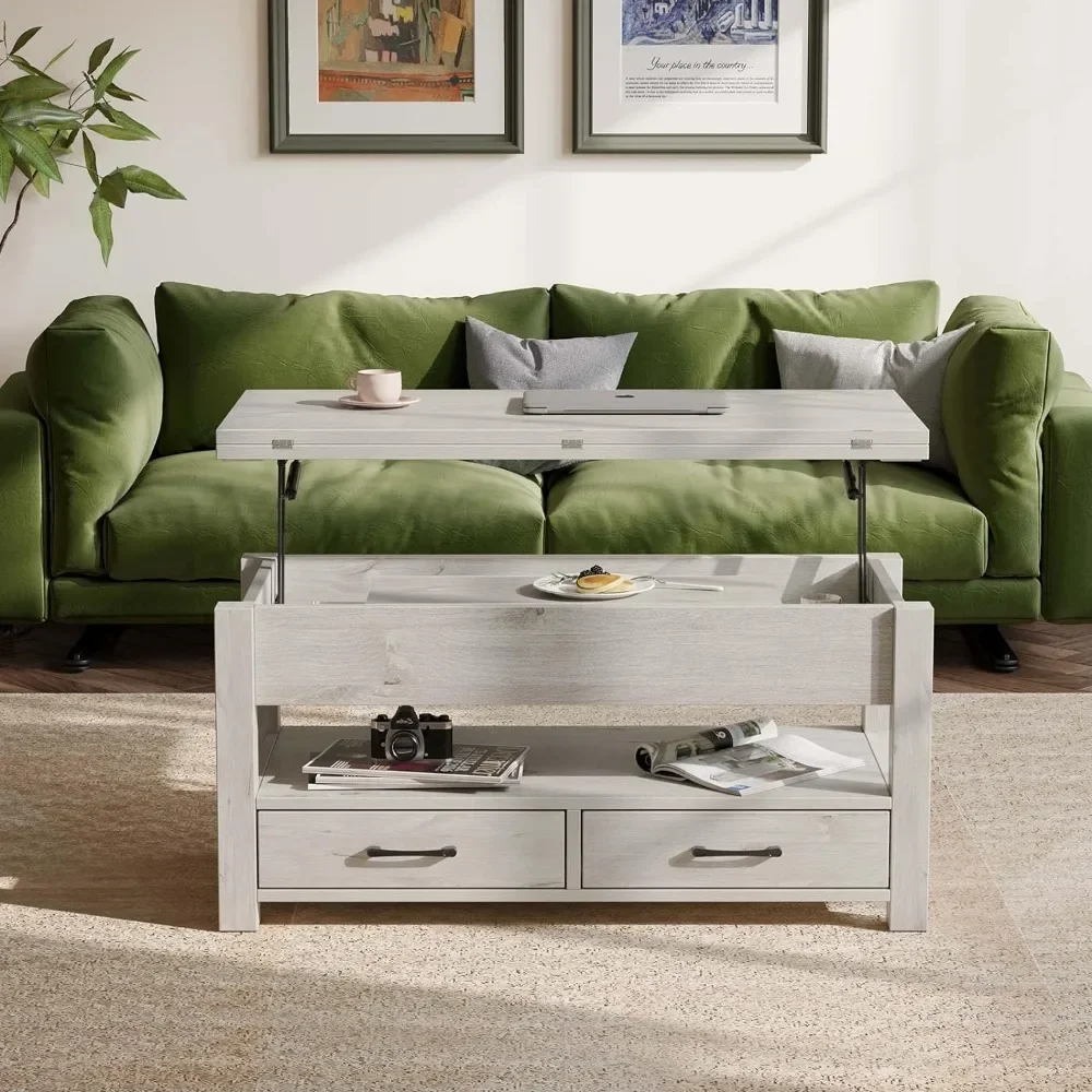 

Coffee Table, Multi-Function Tables with Drawers and Hidden Compartment, Converts To Dining Tables for Living Room, Coffee Table