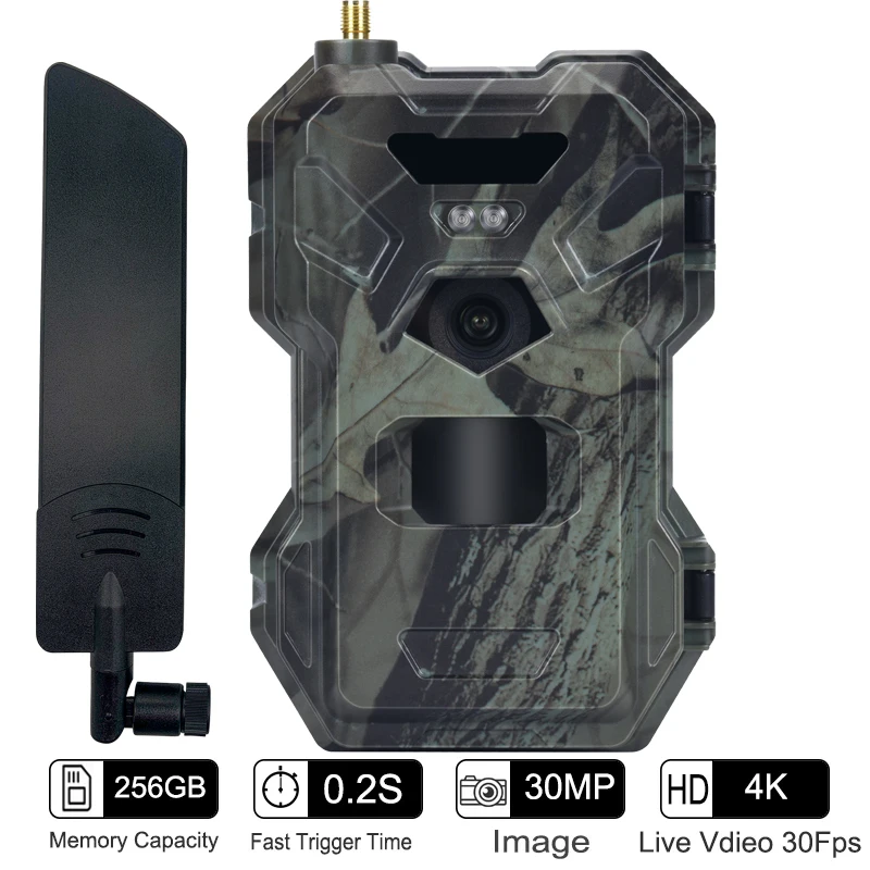 

Outdoor 4G 30MP HD 2K APP Control Night Vision Trap Game 120 Degree Hunting Trail Cam Wireless Cellular Wildlife Camera Cam