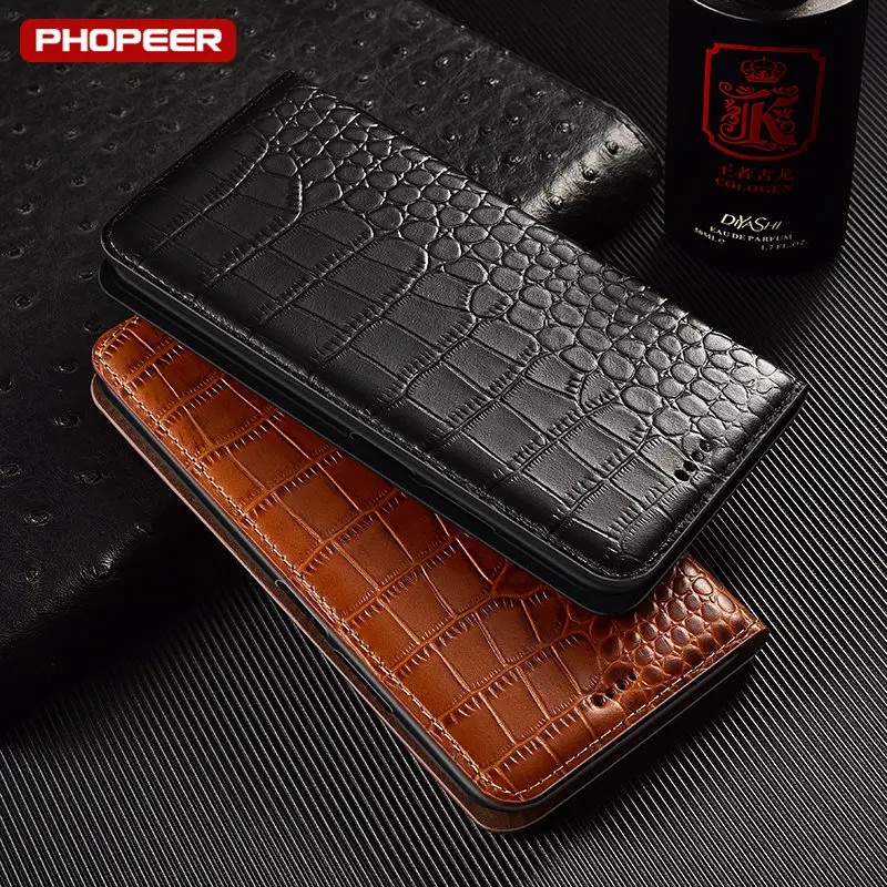 

Crocodile Genuine Leather Case For XiaoMi Redmi K60 K50 K40 K30 K20 Pro Plus Ultra Gaming K50i K40S K30s K30i K60E Phone Cover