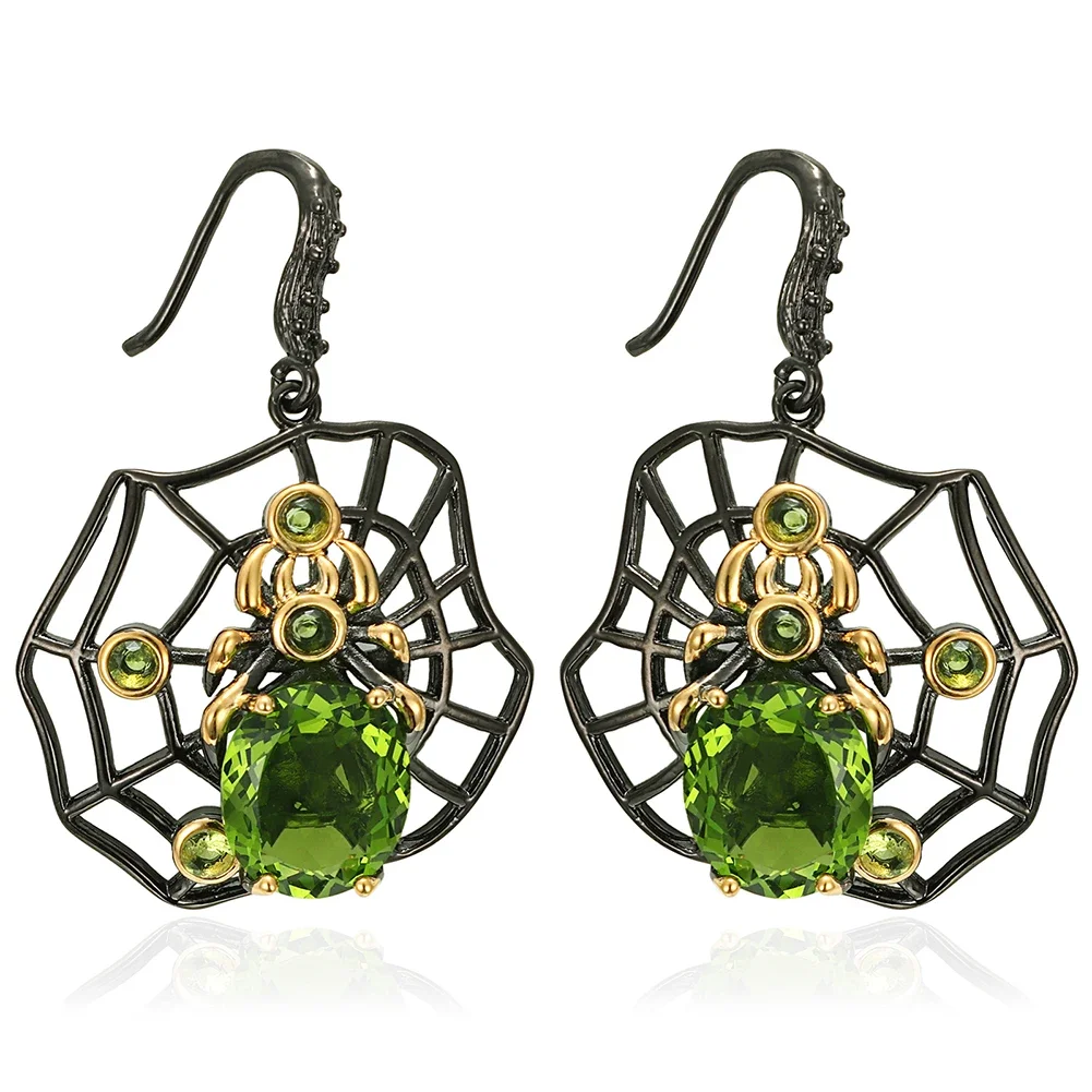 47x33mm Unique Handmade 13.5g Pendant Spider For Men Created Green Peridot Black Gold Silver Pendant Earrings Jewelry Set Hiphop
47x33mm Unique Handmade 13.5g Pendant Spider For Men Created Green Peridot Black Gold Silver Pendant Earrings Jewelry Set Hiphop