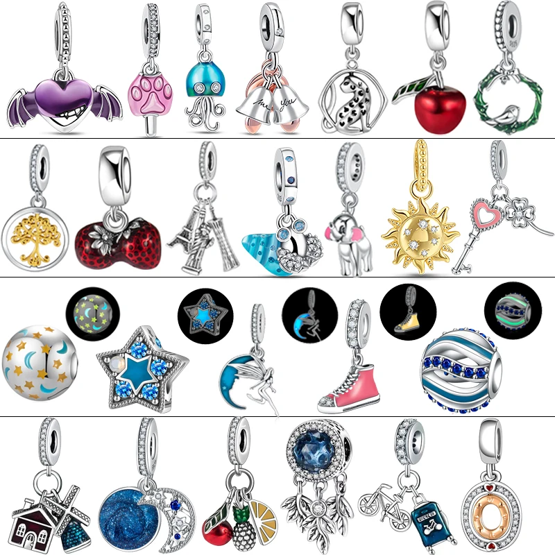 Authentic 925 Silver Fit Original Pandora Bracelet Glow in the dark Star Shoes Moon Dangle Charms Dream catcher Female Jewelry
Authentic 925 Silver Fit Original Pandora Bracelet Glow in the dark Star Shoes Moon Dangle Charms Dream catcher Female Jewelry