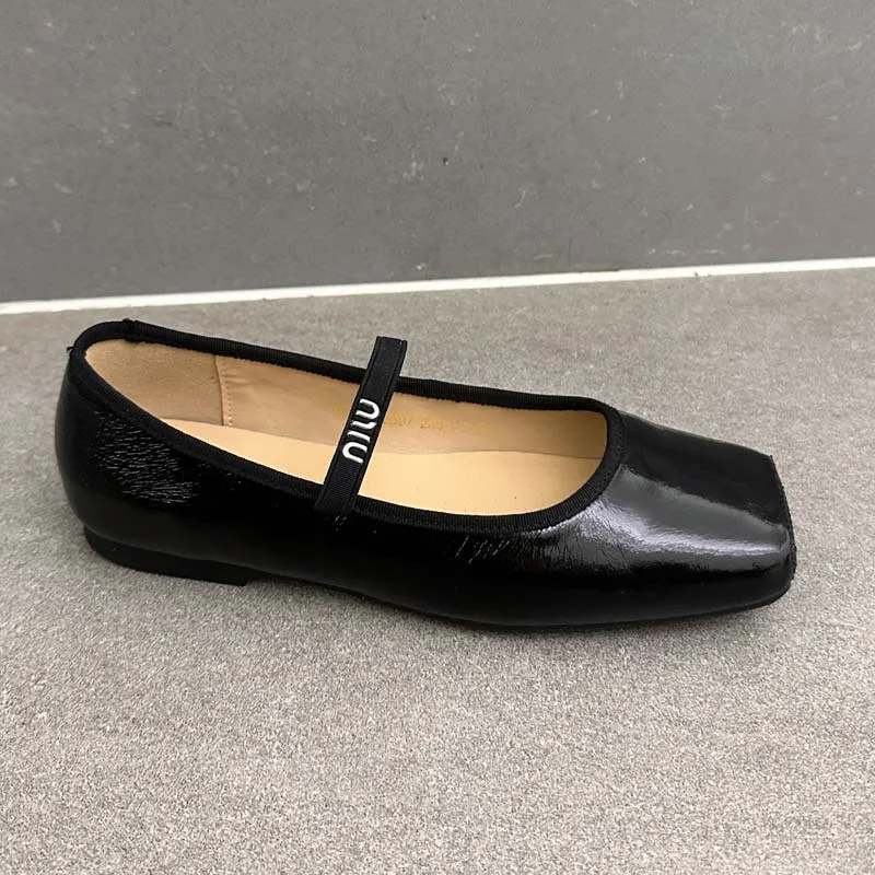 Women Ballet Flats Fashion Square Toe Pumps Female Mary Jane Shoes Soft Leather Slip-on Casual Shoes Office Lady Work Thin Shoes S534489dc1c8246e4933e6e9777bdfcf45