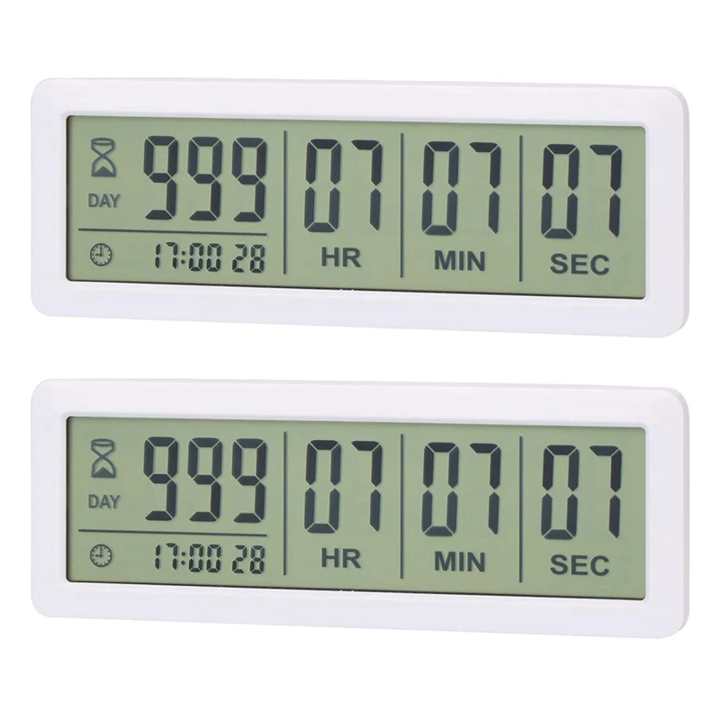 2X Big Digital Countdown Days Timer Clock - 999 Days Count Down Clock Timer For Graduation Lab Kitchen (White)
2X Big Digital Countdown Days Timer Clock - 999 Days Count Down Clock Timer For Graduation Lab Kitchen (White)