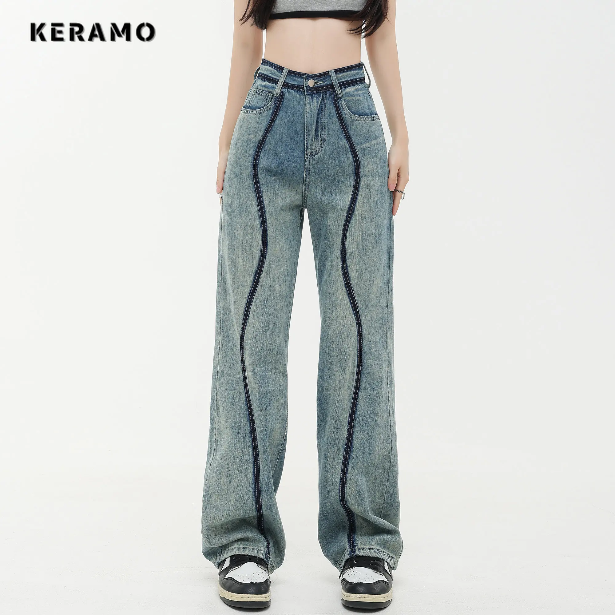 Streetwear Style Blue Straight Vintage High Waist Jeans Pants Korean Style Women's Wide Leg Baggy Y2K Basics Denim Trouser
Streetwear Style Blue Straight Vintage High Waist Jeans Pants Korean Style Women's Wide Leg Baggy Y2K Basics Denim Trouser
