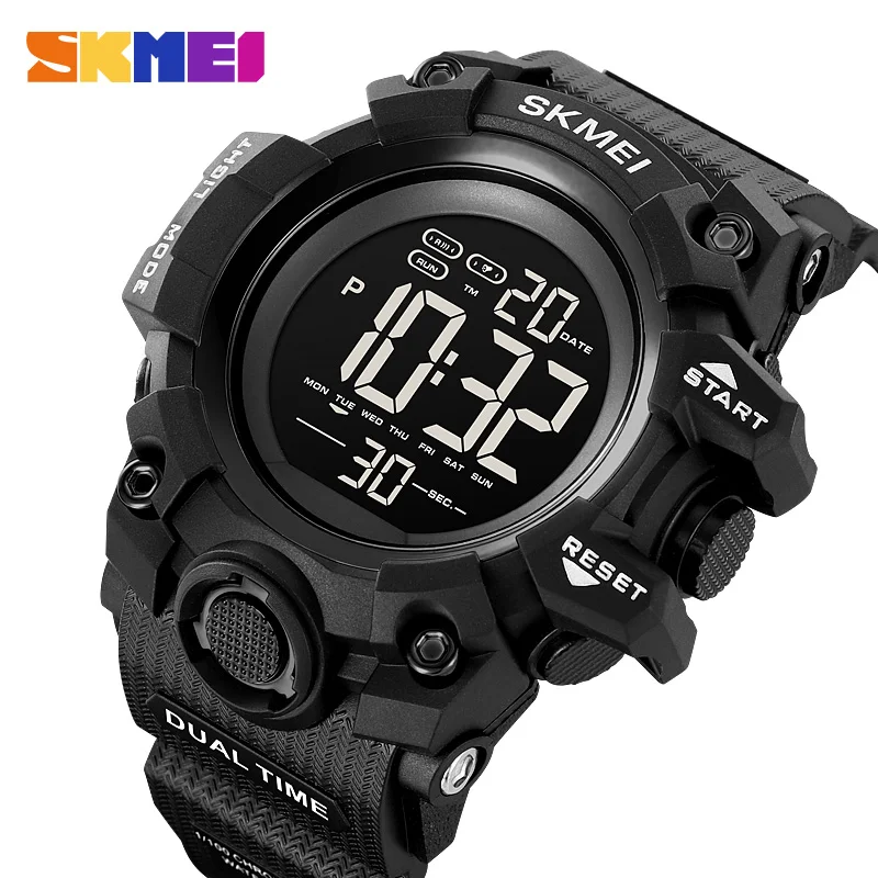 

SKMEI Back Light Digital Countdown Sport Watches Mens Outdoor Stopwatch 5bar Waterproof Wristwatch Calendar Clock reloj hombre