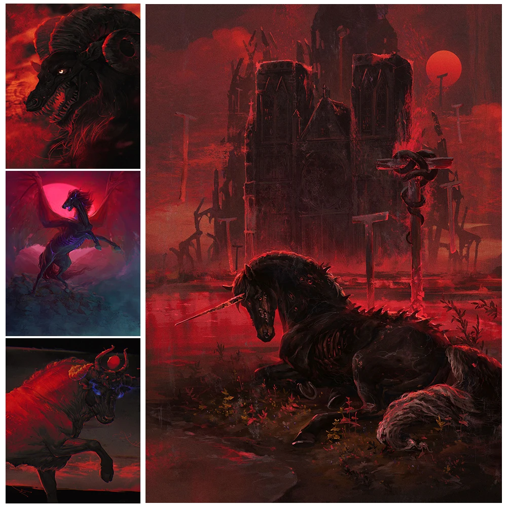 Hellhorse And Unicorn Evil Spirit Abstract Wall Art Cavnas Painting Red Evil Beast Art Poster And Prints For Living Room Decor
Hellhorse And Unicorn Evil Spirit Abstract Wall Art Cavnas Painting Red Evil Beast Art Poster And Prints For Living Room Decor