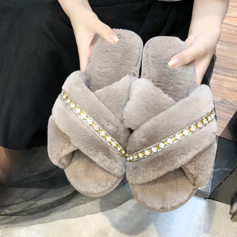 

Summer Outdoor Mules Slippers Women Fashion Square Toe Furry Flat Shoes Office Ladies Feather Slides Chic Flats Black White Blue