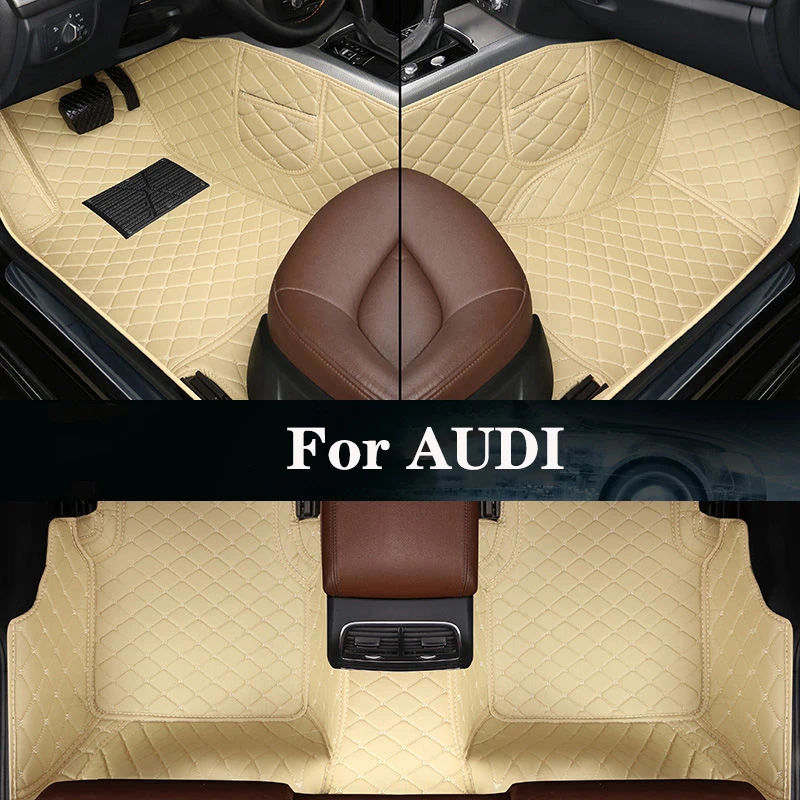 

New Side Storage Bag With Customized Leather Car Floor Mat For AUDI R8 S1 S3 S4 S5 S6 S7 SQ5 SQ7 RS3 RS4 RS5 RS6 RS7 Auto Parts