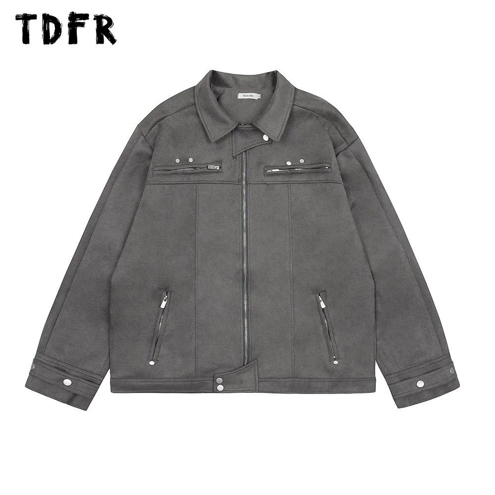 Zipper Pocket Suede Jacket with Rivets Mens Autumn Winter Streetwear Loose Motorcycle Jacket Men
Zipper Pocket Suede Jacket with Rivets Mens Autumn Winter Streetwear Loose Motorcycle Jacket Men