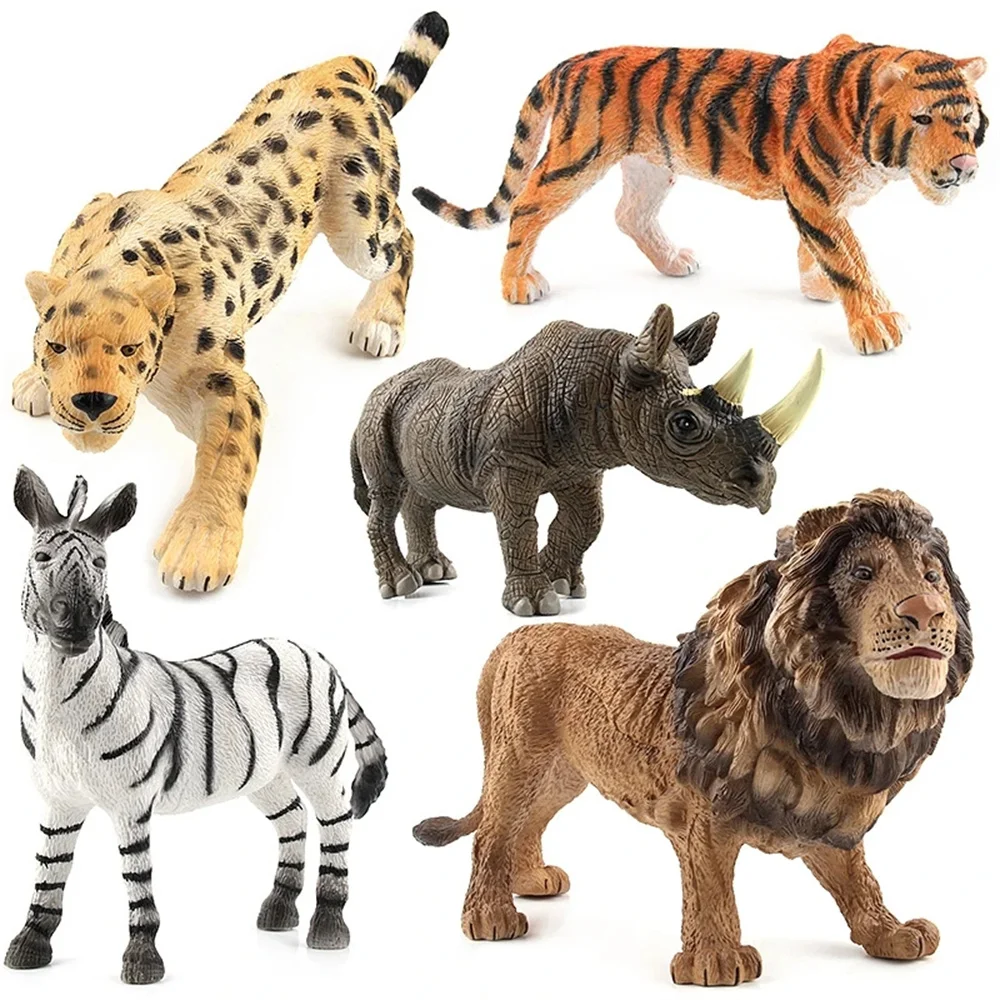 

Simulation Wild Animals Model Zebra Leopard Tiger Lion Rhinoceros Elephant PVC Action Figures Children Educational Toy