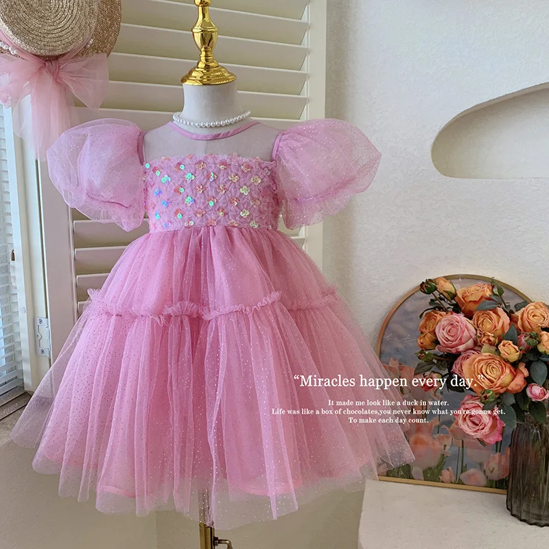 Kids Dresses 2023 New Girls' Dress beauty pageant for Baby's Princess dress Pink Puff Sleeve Sweet Fairy Mesh Big Swing Dress
Kids Dresses 2023 New Girls' Dress beauty pageant for Baby's Princess dress Pink Puff Sleeve Sweet Fairy Mesh Big Swing Dress