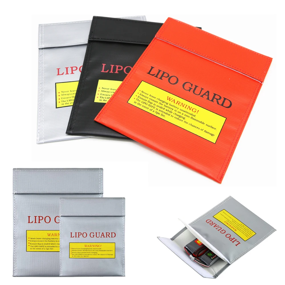 

LiPo Battery Safety Bag Fireproof & Waterproof High Quality RC Safe Guard Charge Sack 18x23cm 30x23cm Red Black Silver