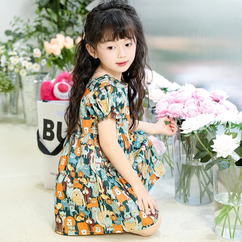 Girls Printing Short Sleeve Dress Summe New Sweet Girl Princess Dress Creative Pattern Cartoon Flower Kid Clothes For 2-6Y
Girls Printing Short Sleeve Dress Summe New Sweet Girl Princess Dress Creative Pattern Cartoon Flower Kid Clothes For 2-6Y