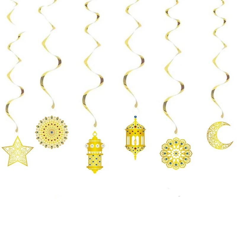 30 шт. EID Mubarak Swirl Banner Звезда Луна Потолочный подвесной орнамент украшения на Рамадан дом Ислам Мусульманские товары
30 шт. EID Mubarak Swirl Banner Звезда Луна Потолочный подвесной орнамент украшения на Рамадан дом Ислам Мусульманские товары
