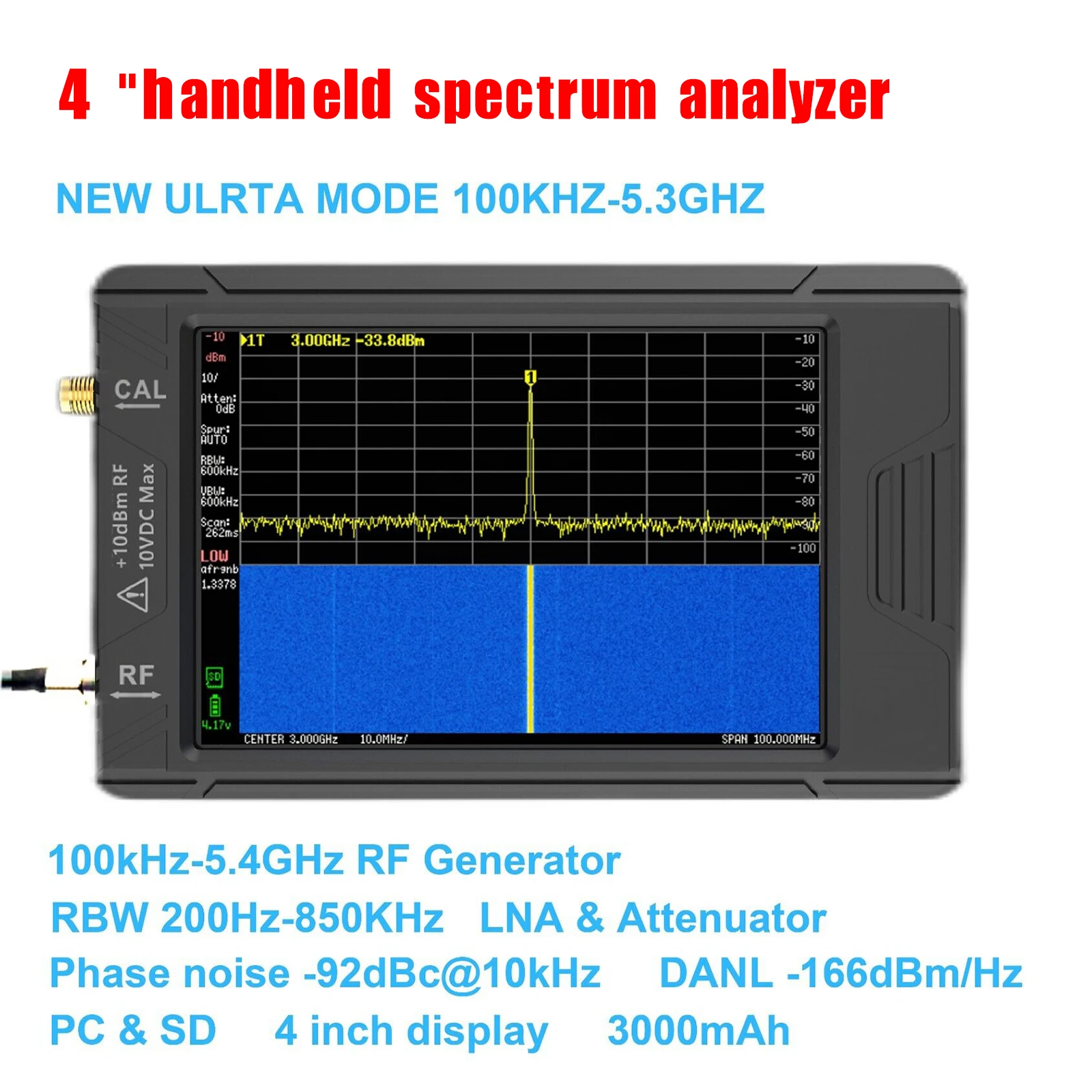Areyourshop Handheld Spectrum Analyzer For TinySA ULTRA 3.95" Touch Screen+Battery
Areyourshop Handheld Spectrum Analyzer For TinySA ULTRA 3.95" Touch Screen+Battery