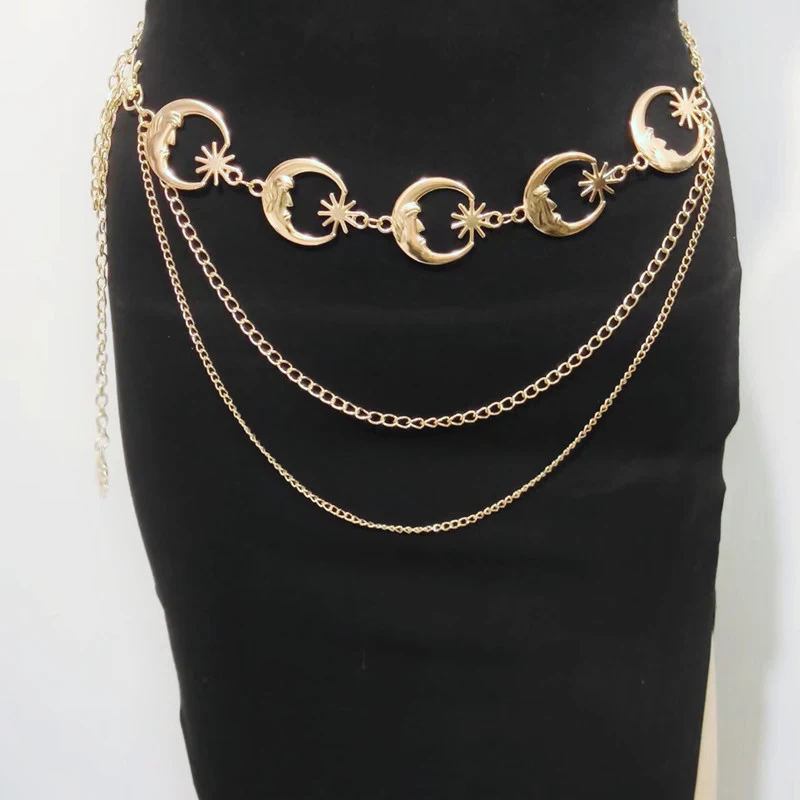 

Multilayer Punk Gothic Sun Waist Chain Metal Belts For Women Dress Jewelry Waist Chain Waist Belts 2024