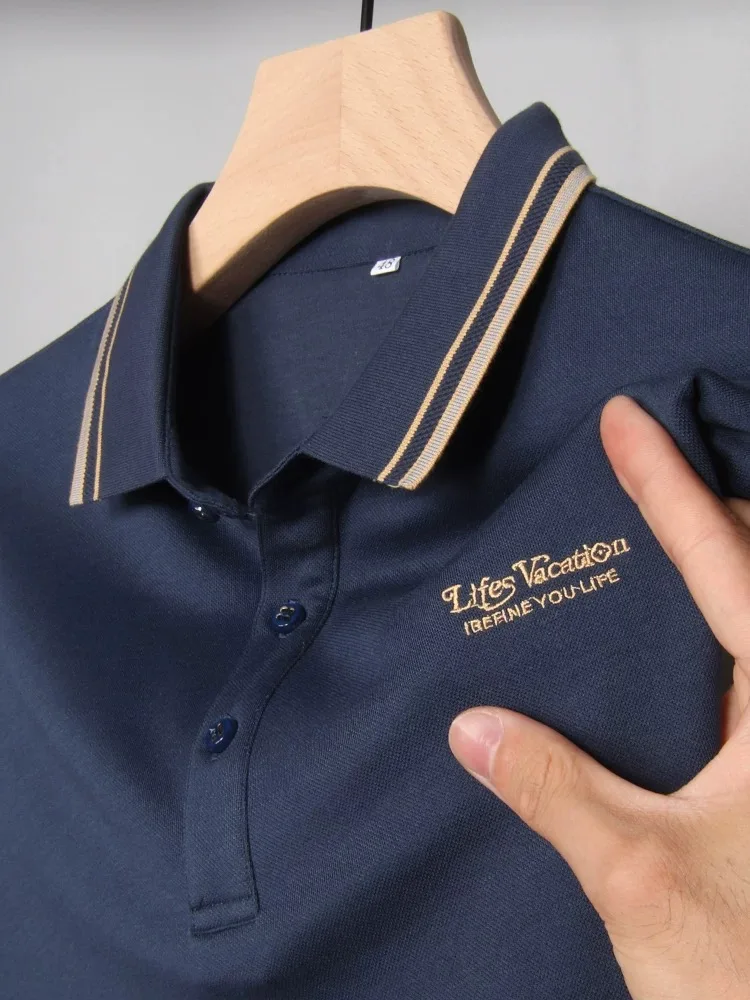 Lapel casual loose spring and autumn men's wear High quality mercerized cotton embroidered polo shirt men's long sleeved T-shirt
Lapel casual loose spring and autumn men's wear High quality mercerized cotton embroidered polo shirt men's long sleeved T-shirt