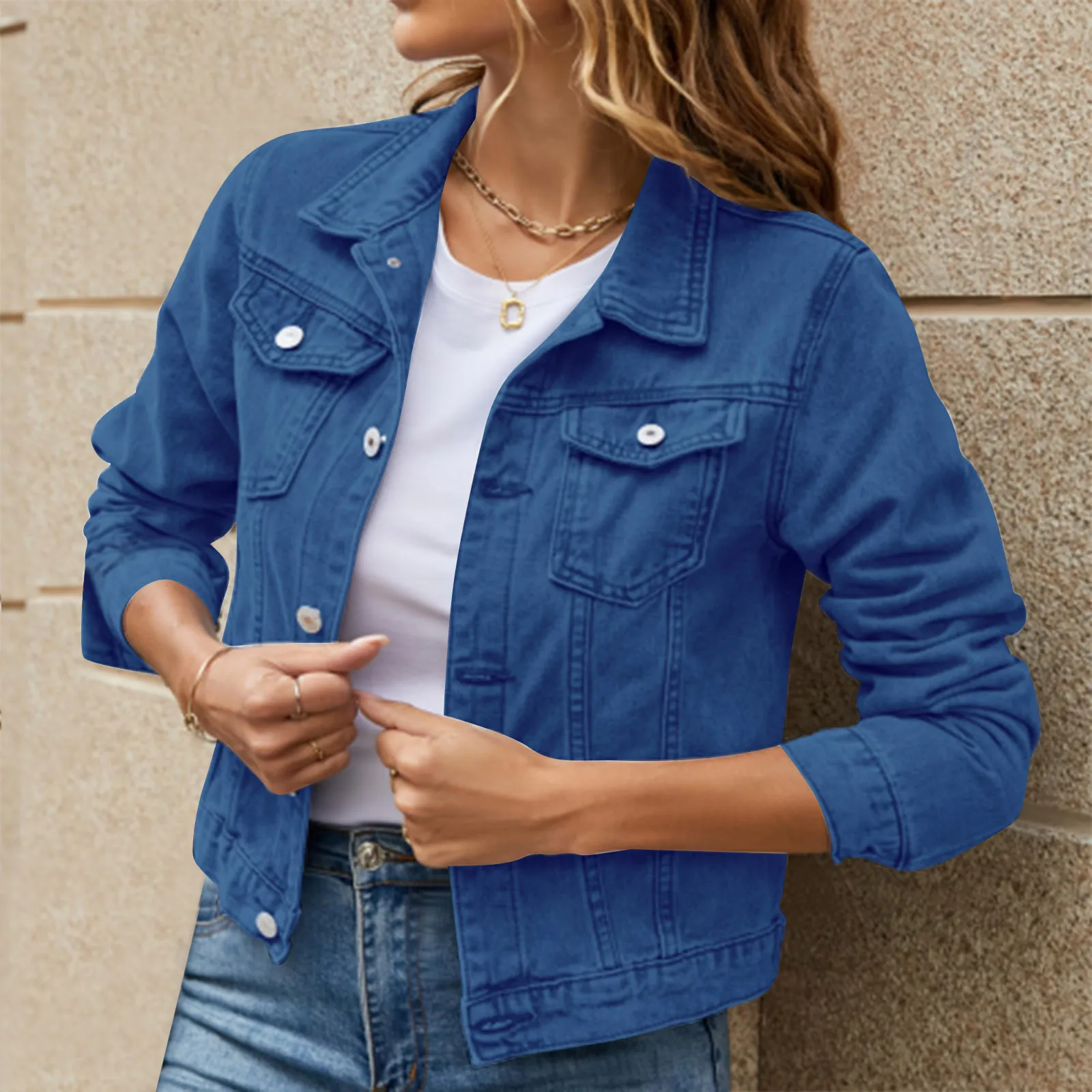 2023 Women's Solid Color Denim Jacket Casual Turn-down Collar Long Sleeve Button Down Chest Pocket Jean Jacket Autumn Streetwear
2023 Women's Solid Color Denim Jacket Casual Turn-down Collar Long Sleeve Button Down Chest Pocket Jean Jacket Autumn Streetwear